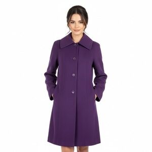 Preston & York Amethyst Purple Wool Coat 12 Old Money Preppy Dark Academia Pits